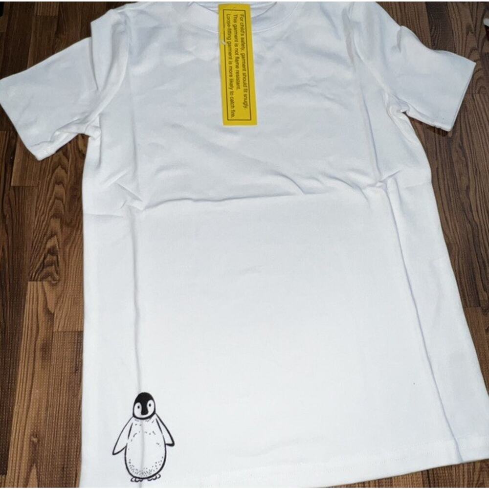 White Penguin girls pajama top Small 6/7 penguin Brand New From Peejamas